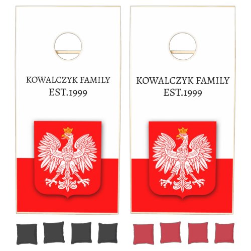 Poland Polska Polish Family Flag Patriotic Cornhole Set