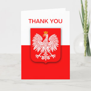 Poland Polska Polish Flag Eagle White Red Letterpress Thank You Card