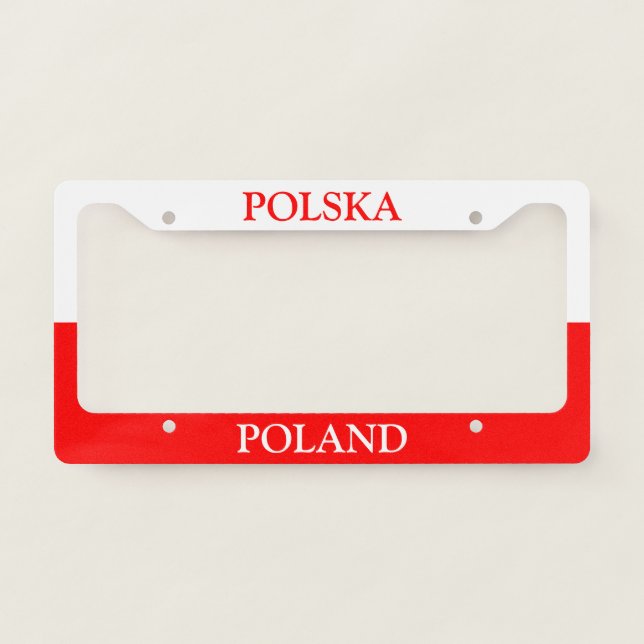 Poland Polska Polish Flag Emblem Patriotic License Plate Frame (Front)