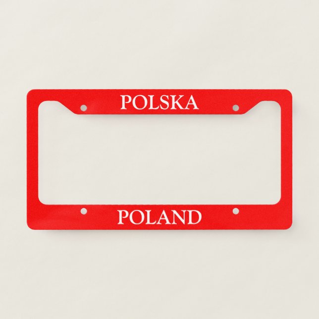 Poland Polska Polish Flag Emblem Patriotic License Plate Frame (Front)