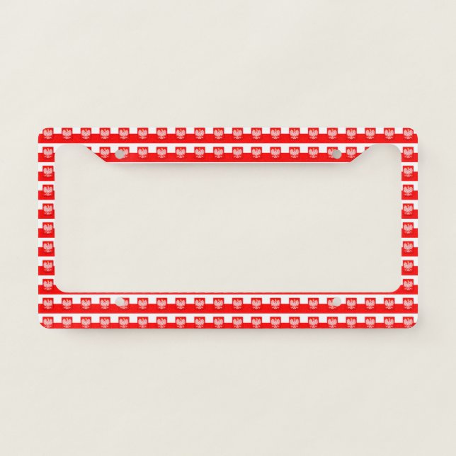 Poland Polska Polish Flag Patriotic Pattern License Plate Frame (Front)