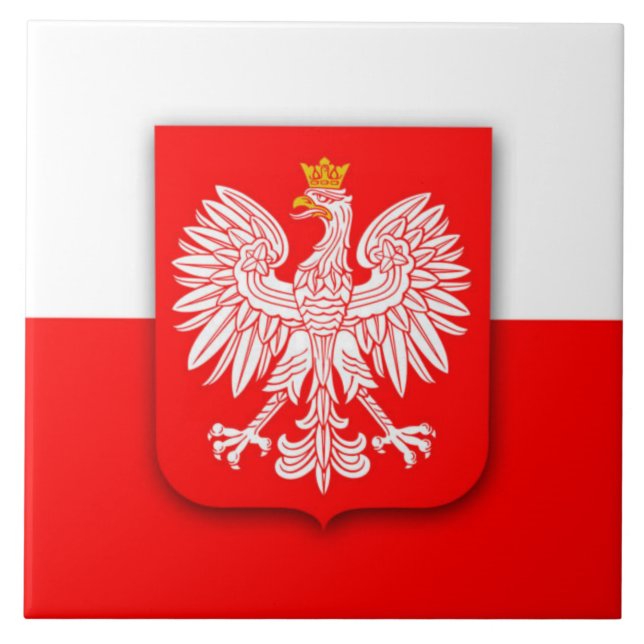 Poland Polska Red White Eagle Polish  Ceramic Tile (Front)