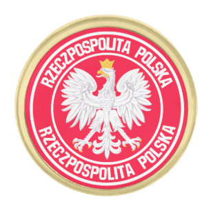 Poland Round Emblem Gold Finish Lapel Pin