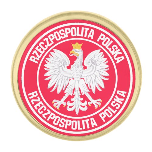 Poland Round Emblem Gold Finish Lapel Pin