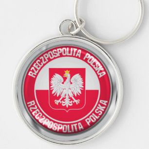 Poland Round Emblem Keychain