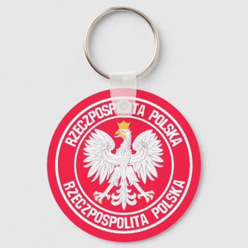 Poland Round Emblem Keychain