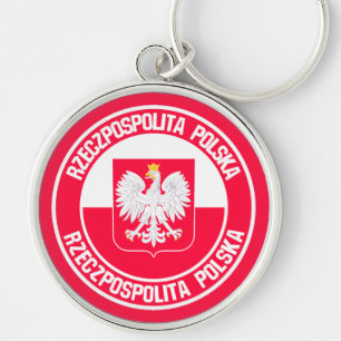 Poland Round Emblem Keychain