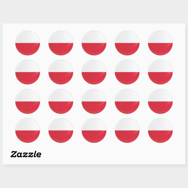 Poland  Round Icon Flag Classic Round Sticker (Sheet)