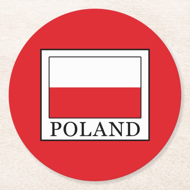 Poland Round Paper Coaster (Front)
