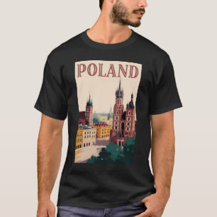 Poland Skyline Illustration Travel Art Vintage T-Shirt