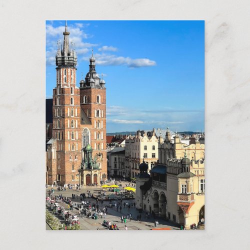 Poland St Marys Basilica Krakow Old Town Postcard