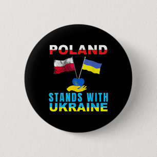 Poland Stands With Ukraine Polish Ukraine Flag Pol Button