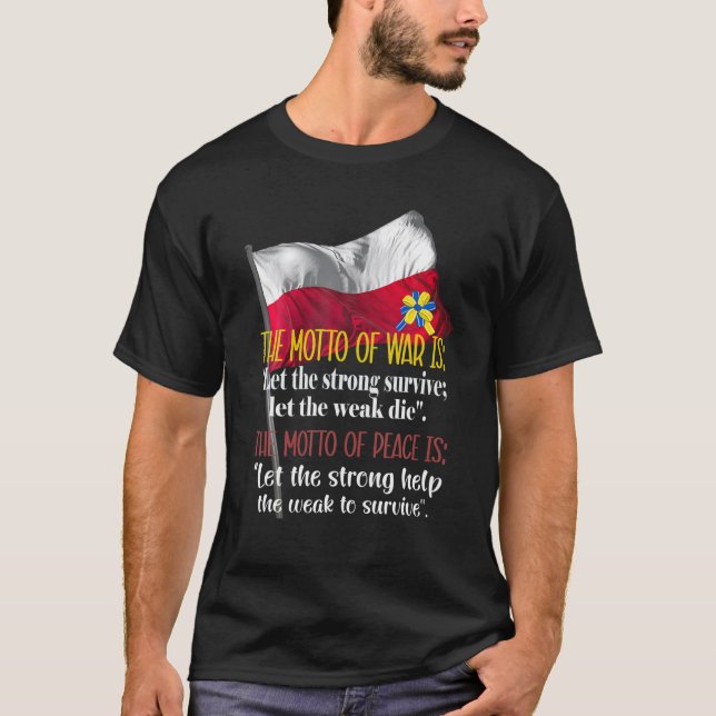 Poland Stands With Ukraine Polish Ukrainian T-Shirt (Front)