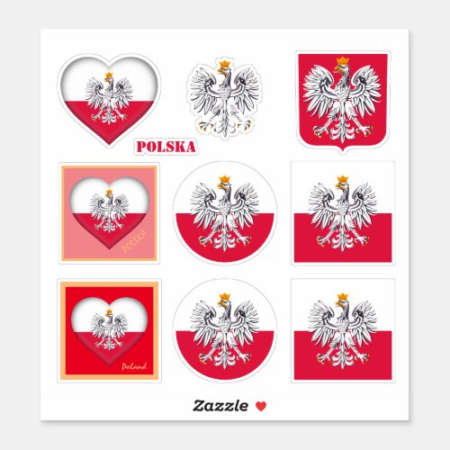 Poland stickers  Polish Flag Heart travel sport
