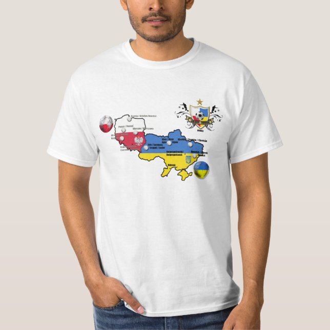 Poland Ukraine Euro 2012 football flag country map T-Shirt (Front)
