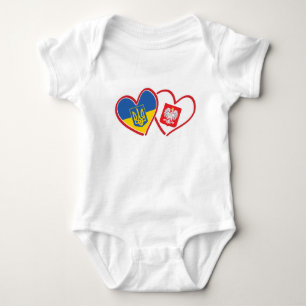 Poland Ukraine Love hearts Baby Bodysuit