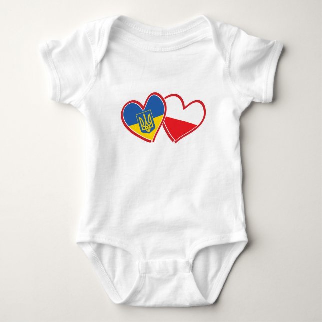 Poland Ukraine love hearts Baby Bodysuit (Front)