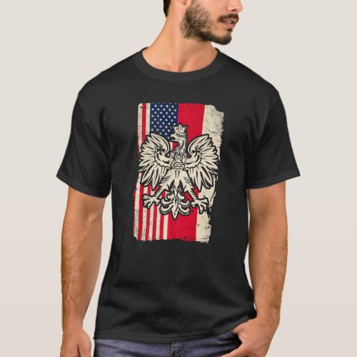 Poland USA Polski Polska American Polish Eagle Fla T_Shirt