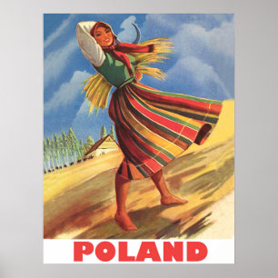Poland, village woman in the field poster