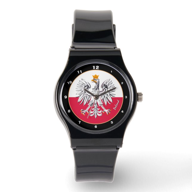 Poland watch, Polish Flag & Eagle, fashion Watch (Front)