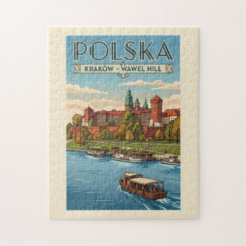 Poland Wawel Royal Castle Illustration Travel Art  Jigsaw Puzzle