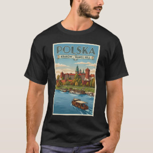 Poland Wawel Royal Castle Illustration Travel Art T-Shirt