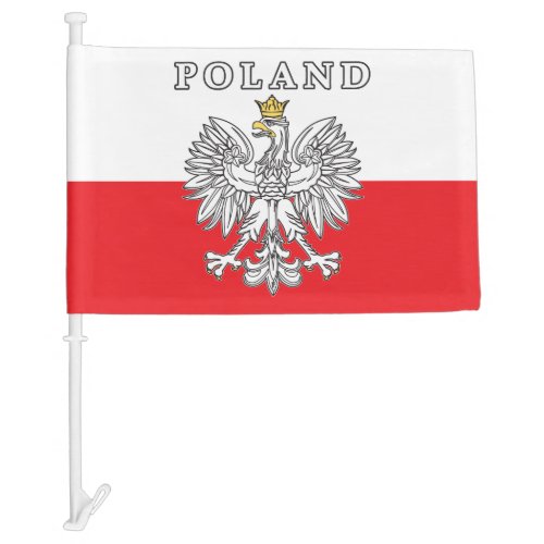 Poland With Polish Eagle Car Flag