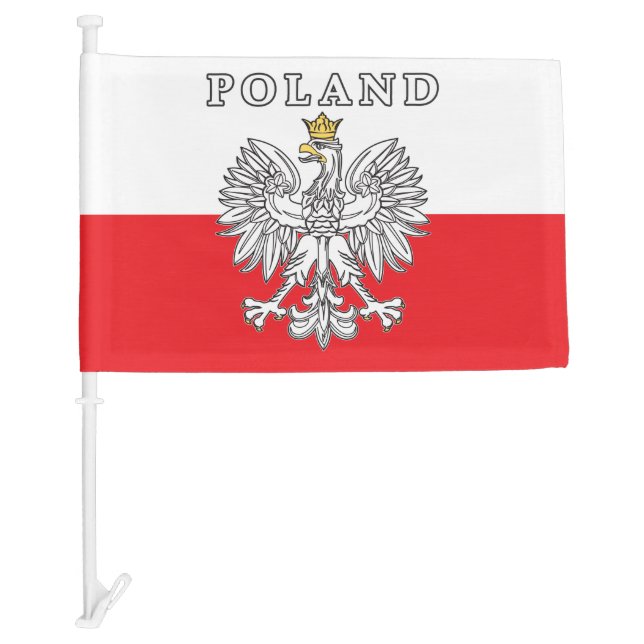 Poland With Polish Eagle Car Flag (Front)