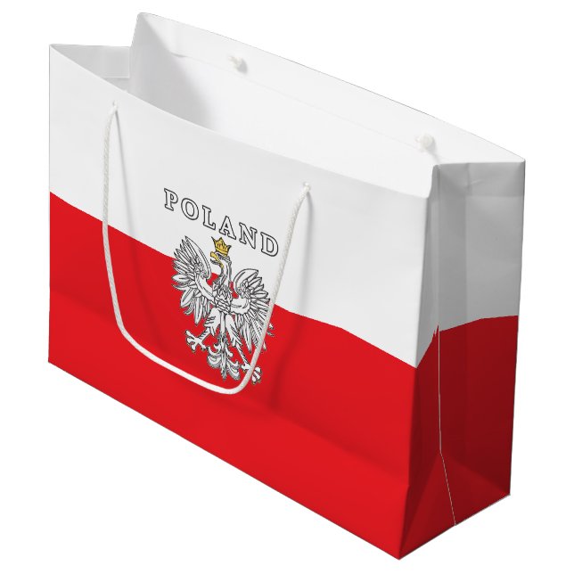 Poland With Polish Eagle Large Gift Bag (Front Angled)