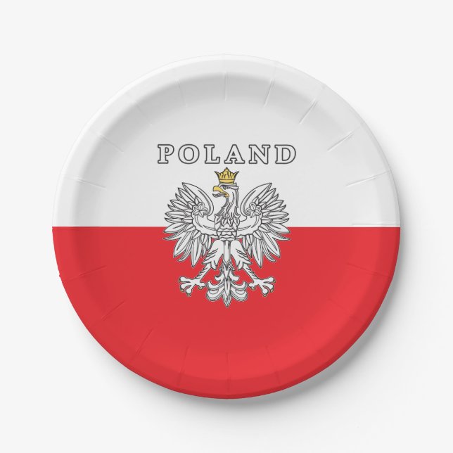 Poland With Polish Eagle Paper Plates (Front)