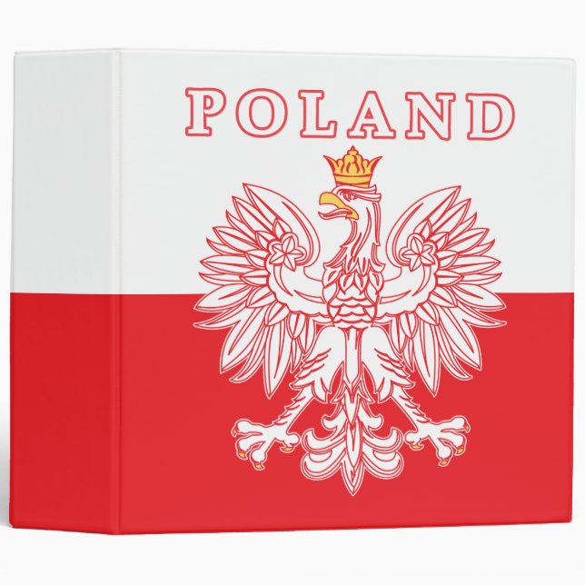 Poland With Red Polish Eagle 3 Ring Binder (Front/Spine)