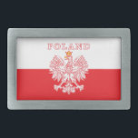 Poland With Red Polish Eagle Belt Buckle<br><div class="desc">This design features the Polish white eagle,  the coat of arms of Poland outlined with red,  with the word Poland above it. Great gift for that special Polish patriot.</div>