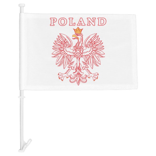 Poland With Red Polish Eagle Car Flag (Front)