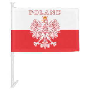 Poland With Red Polish Eagle Car Flag
