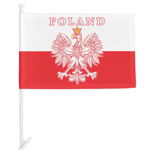 Poland With Red Polish Eagle Car Flag (Front)