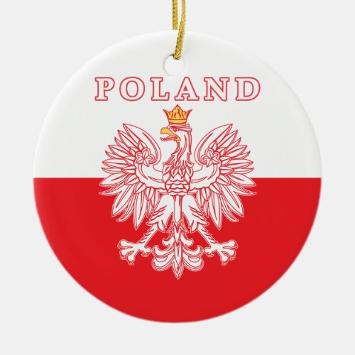 Poland With Red Polish Eagle Ceramic Ornament
