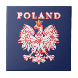 Poland With Red Polish Eagle Ceramic Tile