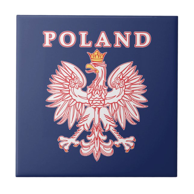 Poland With Red Polish Eagle Ceramic Tile (Front)