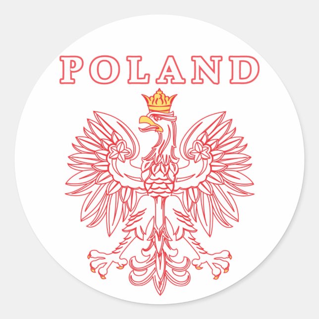 Poland With Red Polish Eagle Classic Round Sticker (Front)