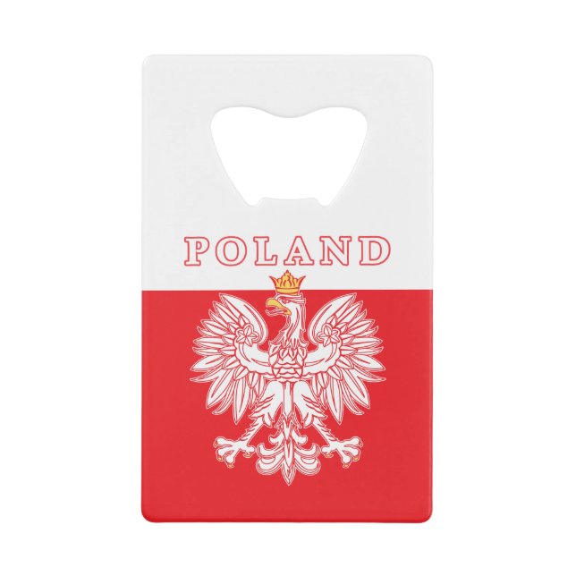 Poland With Red Polish Eagle Credit Card Bottle Opener (Front)