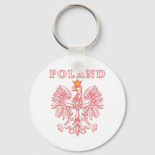 Poland With Red Polish Eagle Keychain