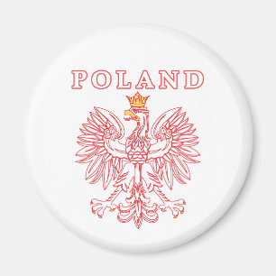 Poland With Red Polish Eagle Magnet