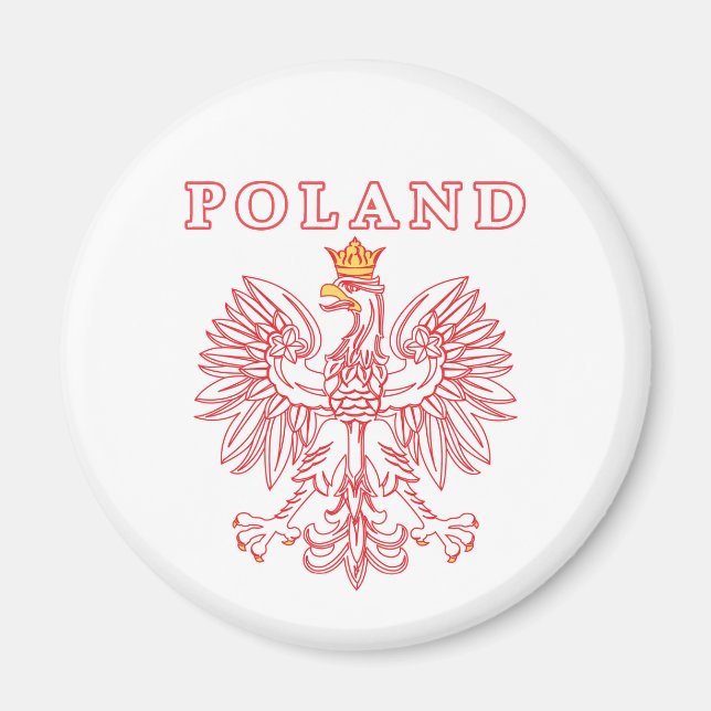 Poland With Red Polish Eagle Magnet (Front)