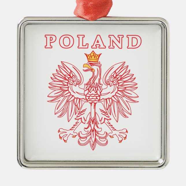 Poland With Red Polish Eagle Metal Ornament (Front)