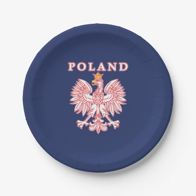 Poland With Red Polish Eagle Paper Plates (Front)