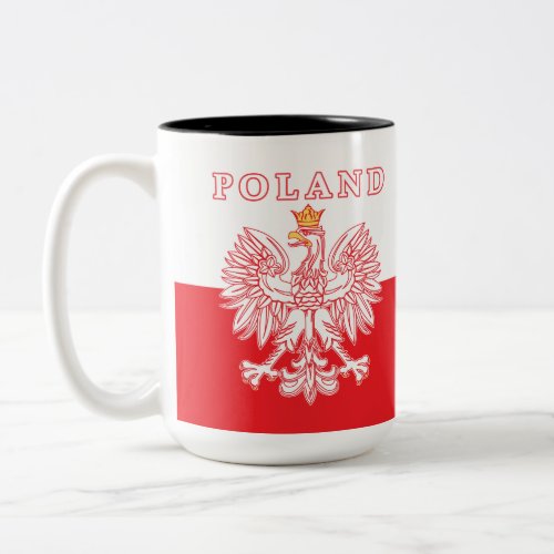 Poland With Red Polish Eagle Two_Tone Coffee Mug