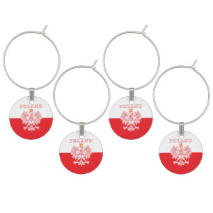 Poland With Red Polish Eagle Wine Charm