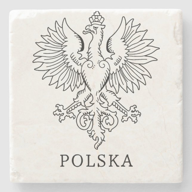 Poland's White Eagle Contemporary State Emblem  Stone Coaster (Front)