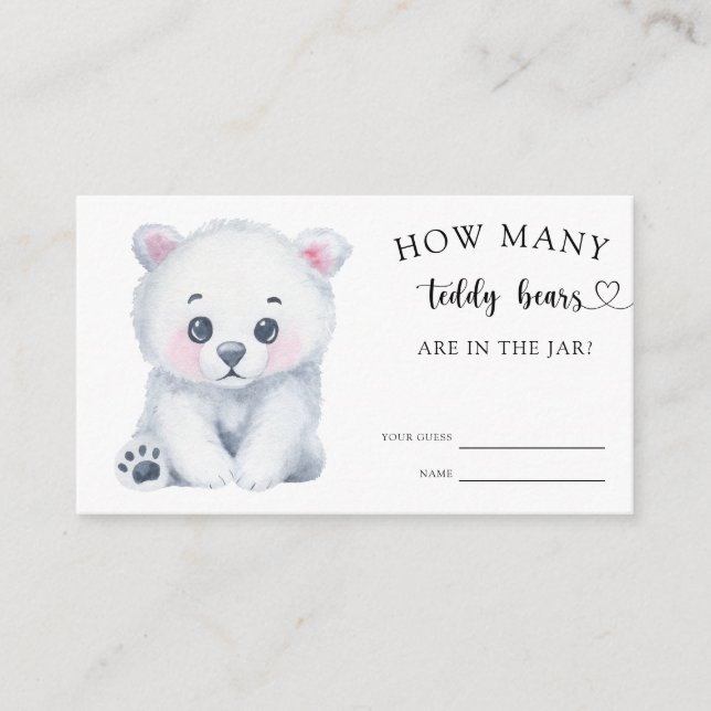Polar baby bear - guess how many teddy bears enclosure card (Front)