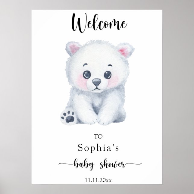 Polar baby bear - Welcome baby shower Poster (Front)